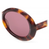 Chloé - Osco Oval Sunglasses for Women in a Bio-based Material - Havana Purple - Chloé Eyewear