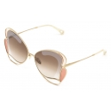 Chloé - Gemma Butterfly Sunglasses for Women in Metal - Gold Brown - Chloé Eyewear