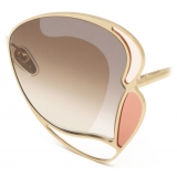 Chloé - Gemma Butterfly Sunglasses for Women in Metal - Gold Brown - Chloé Eyewear