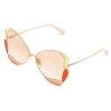 Chloé - Gemma Butterfly Sunglasses for Women in Metal - Gold Peach - Chloé Eyewear