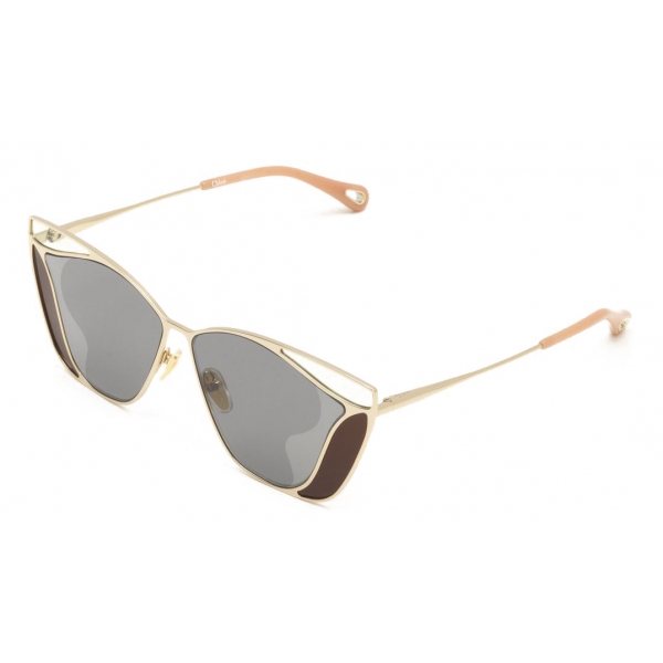 Chloé - Gemma Square Sunglasses for Women in Metal - Gold Grey - Chloé Eyewear