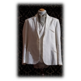 Nicolao Atelier - 30's Jacket and Vest - White Linen Man - Jacket - Made in Italy - Luxury Exclusive Collection