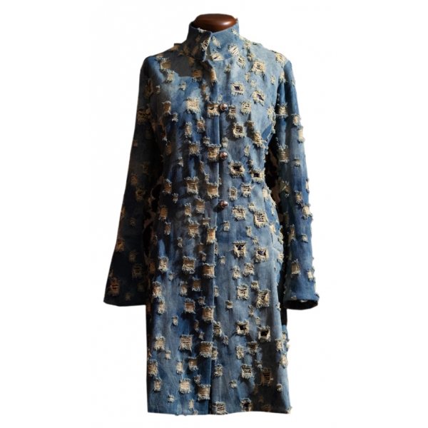 Nicolao Atelier - Denim Coat - Blue for Woman - Coat - Made in Italy - Luxury Exclusive Collection