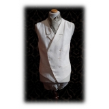 Nicolao Atelier - 30's Vest - White Linen Man - Vest - Made in Italy - Luxury Exclusive Collection