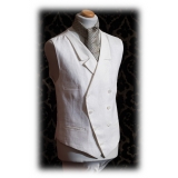 Nicolao Atelier - Gilet Anni ’30 - Lino Bianco Uomo - Gilet - Made in Italy - Luxury Exclusive Collection