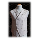 Nicolao Atelier - 30's Vest - Ecru Linen Man - Vest - Made in Italy - Luxury Exclusive Collection