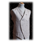 Nicolao Atelier - 30's Vest - Ecru Linen Man - Vest - Made in Italy - Luxury Exclusive Collection