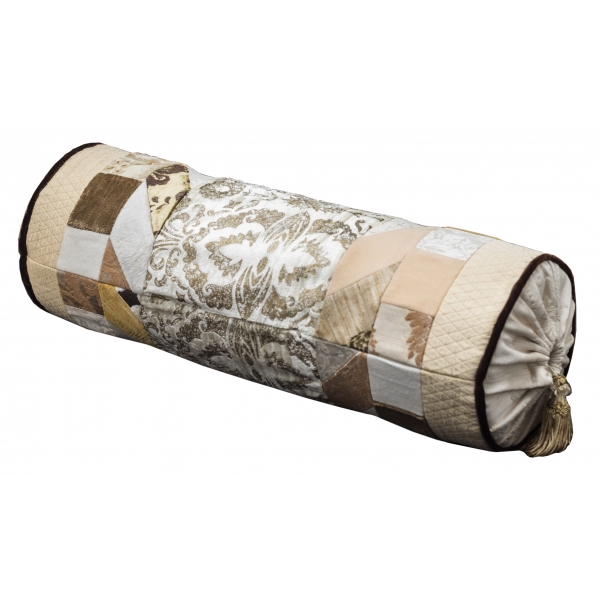 Nicolao Atelier - Cylinder Cushion - Velvet and Silk - Pillow - Made in Italy - Luxury Exclusive Collection