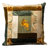 Nicolao Atelier - Patchwork Cushion in Rubelli Fabric - Lion Shade Grey - Pillow - Made in Italy - Luxury Exclusive Collection