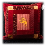 Nicolao Atelier - Patchwork Cushion in Rubelli Fabric - Lion Shade Red - Pillow - Made in Italy - Luxury Exclusive Collection