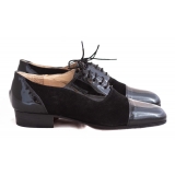 Nicolao Atelier - Black Patent Leather and Suede Slipper Evening Shoe - Man - Shoe - Made in Italy - Luxury Exclusive Collection