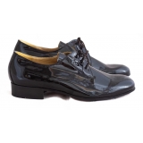 Nicolao Atelier - Black Patent Leather Slipper Shoe with Laces - Man - Shoe - Made in Italy - Luxury Exclusive Collection