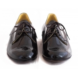 Nicolao Atelier - Black Patent Leather Slipper Shoe with Laces - Man - Shoe - Made in Italy - Luxury Exclusive Collection