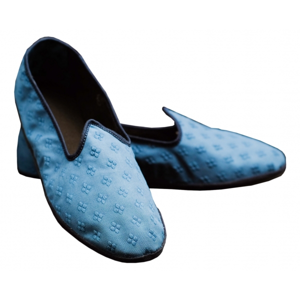 Nicolao Atelier - Furlana Slipper Venezia in Damask - Light Blue - Shoe - Made in Italy - Luxury Exclusive Collection