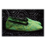 Nicolao Atelier - Pantofola Furlana Venezia in Damasco di Seta - Verde - Calzatura - Made in Italy - Luxury Exclusive Collection