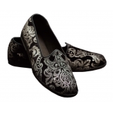 Nicolao Atelier - Furlana Slipper Venezia in Silk Velvet - Silver - Shoe - Made in Italy - Luxury Exclusive Collection