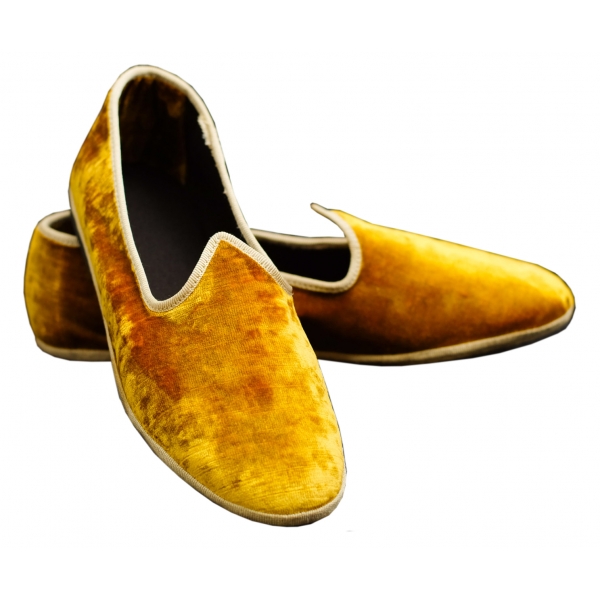 Nicolao Atelier - Pantofola Furlana Venezia in Velluto di Seta - Oro - Calzatura - Made in Italy - Luxury Exclusive Collection