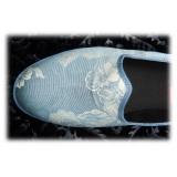 Nicolao Atelier - Furlana Slipper in Damask - Blue Color Woman - Shoe - Made in Italy - Luxury Exclusive Collection