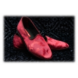 Nicolao Atelier - Furlana Slipper in Damask - Burgundy Color Woman - Shoe - Made in Italy - Luxury Exclusive Collection