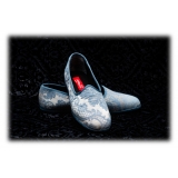 Nicolao Atelier - Pantofola Furlana in Damasco - Color Celeste Donna - Calzatura - Made in Italy - Luxury Exclusive Collection