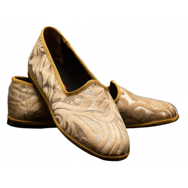 Nicolao Atelier - Furlana Slipper in Damask - Gold Color Woman - Shoe - Made in Italy - Luxury Exclusive Collection