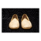 Nicolao Atelier - Pantofola Furlana in Damasco - Color Oro Uomo - Calzatura - Made in Italy - Luxury Exclusive Collection