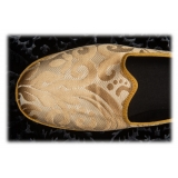 Nicolao Atelier - Pantofola Furlana in Damasco - Color Oro Uomo - Calzatura - Made in Italy - Luxury Exclusive Collection