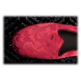 Nicolao Atelier - Furlana Slipper in Damask - Burgundy Color Man - Shoe - Made in Italy - Luxury Exclusive Collection