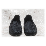 Nicolao Atelier - Furlana Slipper in Damask - Black Color Woman - Shoe - Made in Italy - Luxury Exclusive Collection