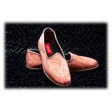 Nicolao Atelier - Furlana Slipper in Velvet - Salmon Pink Woman - Shoe - Made in Italy - Luxury Exclusive Collection