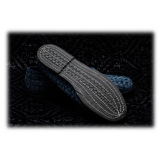 Nicolao Atelier - Furlana Slipper in Velvet - Blue Color Man - Shoe - Made in Italy - Luxury Exclusive Collection