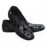 Nicolao Atelier - Furlana Velvet Slipper - Color Black Silver Damask Man - Shoe - Made in Italy - Luxury Exclusive Collection