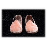 Nicolao Atelier - Furlana Slipper in Velvet - Color Salmon Pink Woman - Shoe - Made in Italy - Luxury Exclusive Collection