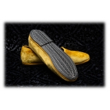 Nicolao Atelier - Furlana Slipper in Silk Velvet - Gold Color Woman - Shoe - Made in Italy - Luxury Exclusive Collection