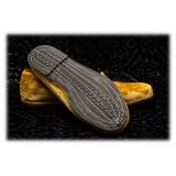 Nicolao Atelier - Furlana Slipper in Silk Velvet - Gold Color Man - Shoe - Made in Italy - Luxury Exclusive Collection