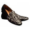 Nicolao Atelier - Slipper Shoe - Black Silk with Gold Pattern Man - Shoe - Made in Italy - Luxury Exclusive Collection