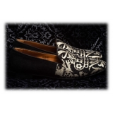 Nicolao Atelier - Calzatura a Pantofola - Seta Nera Motivo Oro Uomo - Calzatura - Made in Italy - Luxury Exclusive Collection