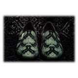 Nicolao Atelier - Velvet Brocade Slipper Shoe - Green Man - Shoe - Made in Italy - Luxury Exclusive Collection