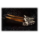 Nicolao Atelier - Silk Slipper Shoe - Black Color with Gold Pattern Woman - Shoe - Made in Italy - Luxury Exclusive Collection