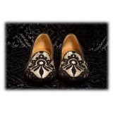 Nicolao Atelier - Calzatura a Pantofola in Seta - Nero Oro Donna - Calzatura - Made in Italy - Luxury Exclusive Collection
