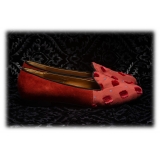 Nicolao Atelier - Calzatura a Pantofola Seta - Rosso con Motivo Donna - Calzatura - Made in Italy - Luxury Exclusive Collection