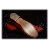 Nicolao Atelier - Silk Slipper Sock - Red with Velvet Check Pattern Woman - Shoe - Made in Italy - Luxury Exclusive Collection