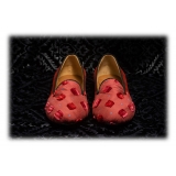 Nicolao Atelier - Calzatura a Pantofola Seta - Rosso con Motivo Uomo - Calzatura - Made in Italy - Luxury Exclusive Collection