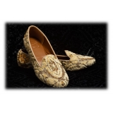 Nicolao Atelier - Velvet Brocade Slipper Shoes - Cream Color Woman - Shoe - Made in Italy - Luxury Exclusive Collection