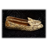 Nicolao Atelier - Velvet Brocade Slipper Shoes - Cream Color Woman - Shoe - Made in Italy - Luxury Exclusive Collection