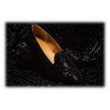 Nicolao Atelier - Velvet Brocade Slipper Shoe - Black with Pattern Woman - Shoe - Made in Italy - Luxury Exclusive Collection