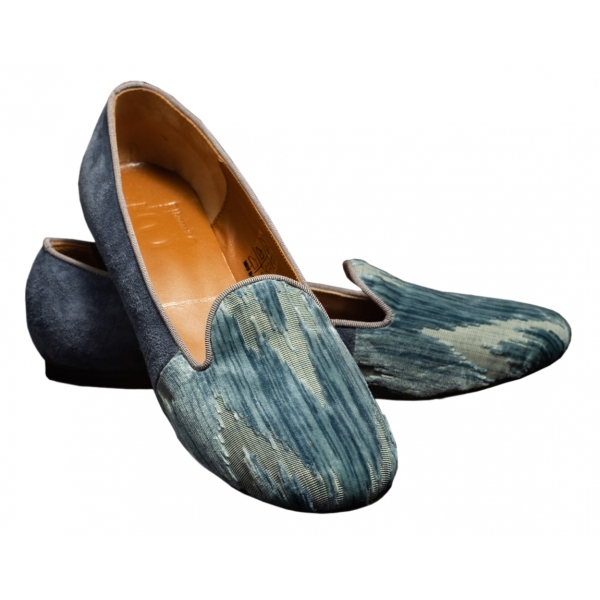Nicolao Atelier - Calzatura a Pantofola Velluto Seta - Azzurro Donna - Calzatura - Made in Italy - Luxury Exclusive Collection