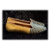 Nicolao Atelier - Calzatura a Pantofola Velluto Seta - Azzurro Oro Donna - Calzatura -Made in Italy- Luxury Exclusive Collection
