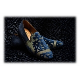 Nicolao Atelier - Calzatura a Pantofola Velluto Seta - Blu Oro Uomo - Calzatura - Made in Italy - Luxury Exclusive Collection