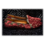 Nicolao Atelier - Silk Velvet Brocade Slipper - Bordeaux Woman - Shoe - Made in Italy - Luxury Exclusive Collection